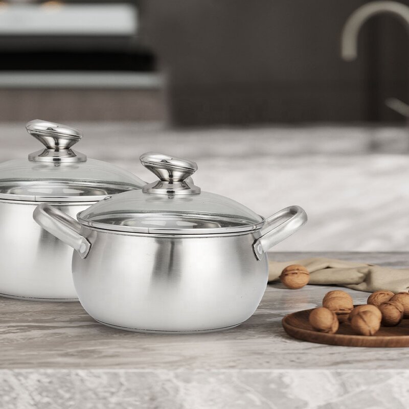 Cookware Set Manufacturer - Modern High Quality Stainless Steel 11 Set Popular Kitchen with Glass Lid Skillet Frying Pan Milk Sauce Pot