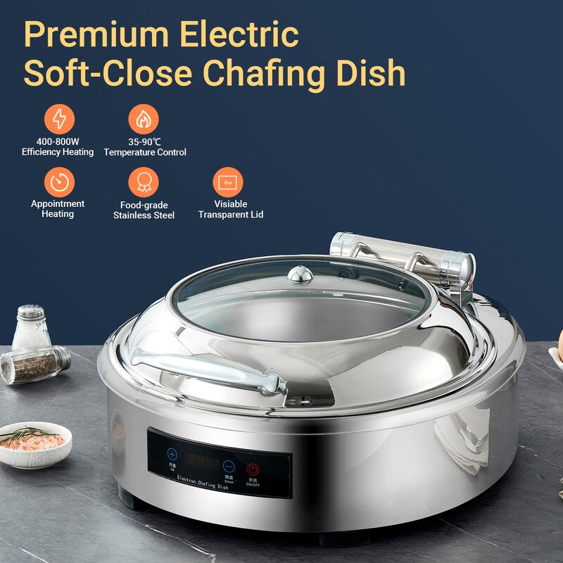 Electric Chafing Dish Manufacturer - Luxury Round Buffet Serving Set Electrical for Parties Catering