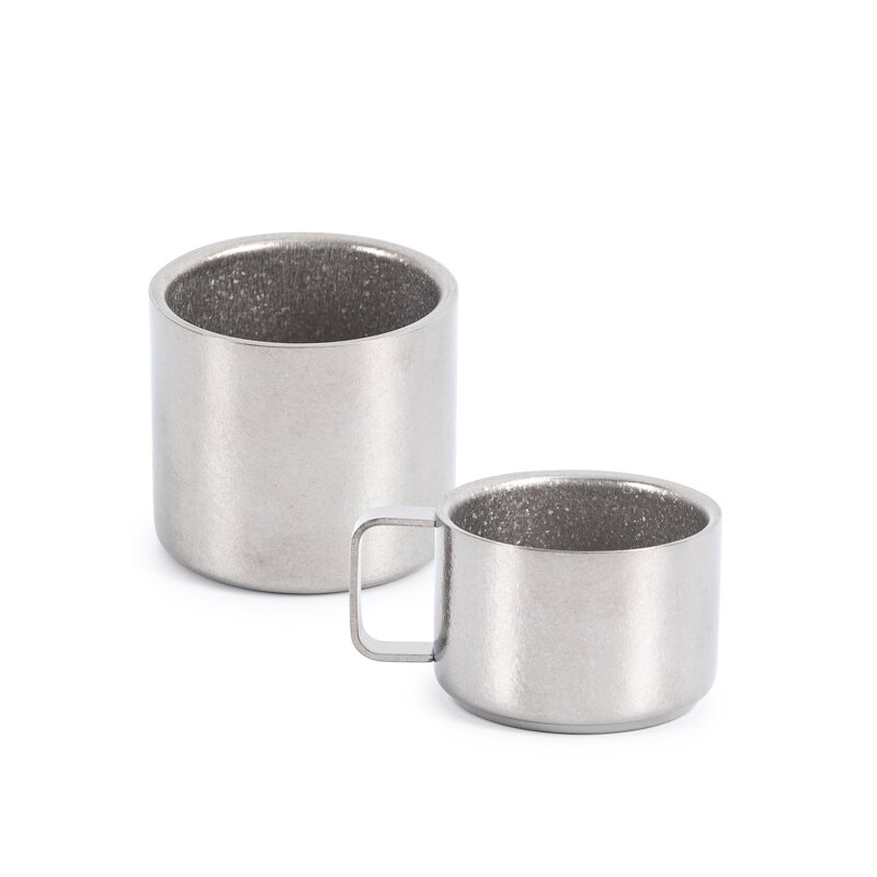 Tea Cup Manufacturer - Nature Color Pure Titanium 95ml with Handle Antibacterial Double Walled Small Outdoor Camping Coffee Beverages Set