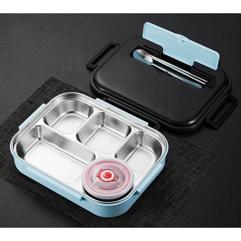 Lunch Box Manufacturer - Easy Clean BPA Free Adult Office Stainless Steel Leakproof Divided with 4/5 Compartment