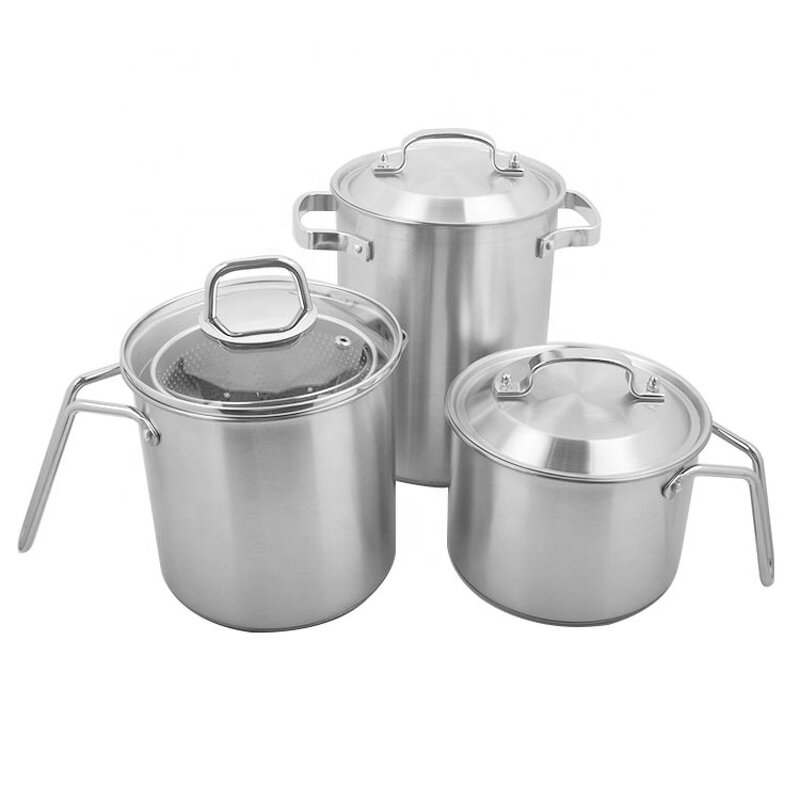 Cooking Pot Set Manufacturer - 3pcs Asparagus Pot With Mesh Basket for Hotel Restaurant Supplies