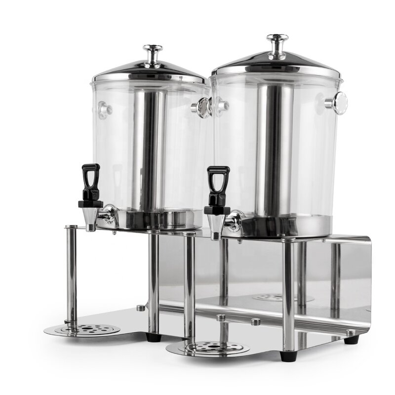 Beverage Dispensers Manufacturer - Restaurant Lemon Fresh Orange Drink 10 Litter Double Tank Cold Fruit Juice Barrel with Stand