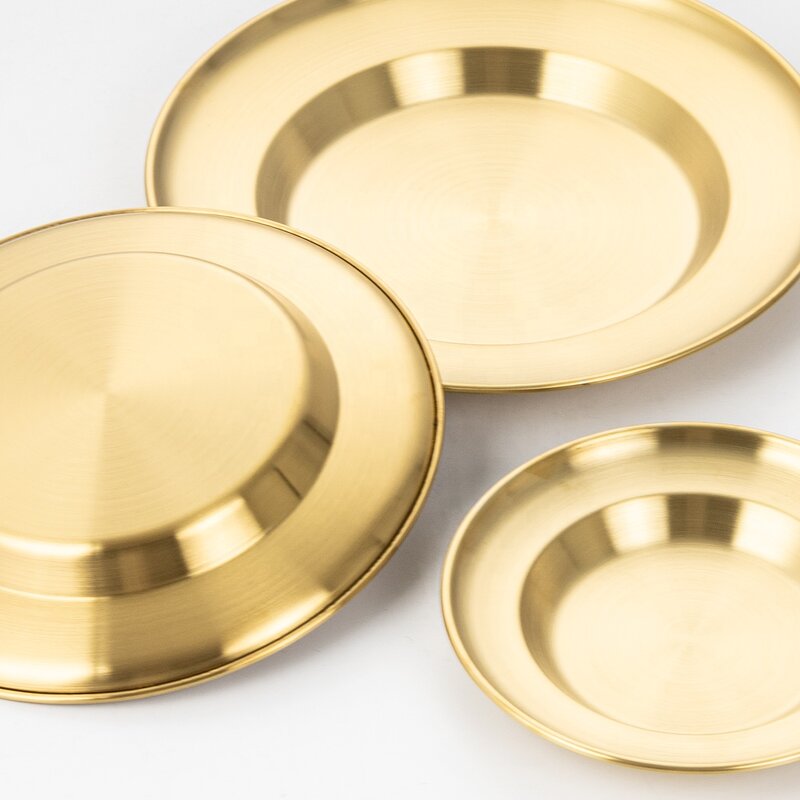Dinnerware Plates Set Manufacturer - Unbreakable Gold Deep Plates for Soup Side Dish Serving for Pasta Juicy Food Preset Shallow Bowl