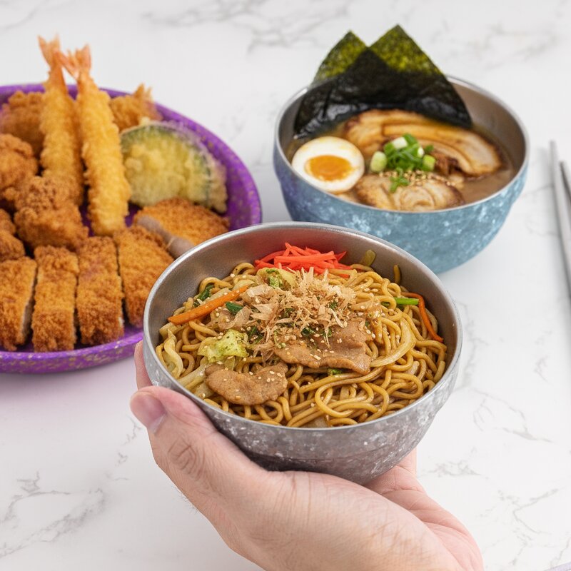 Bowl Manufacturer - Nature Color Crystallized Pure Titanium Non-Toxic Double Walled Insulated Outdoor Camping Lightweight Rice Salad Set