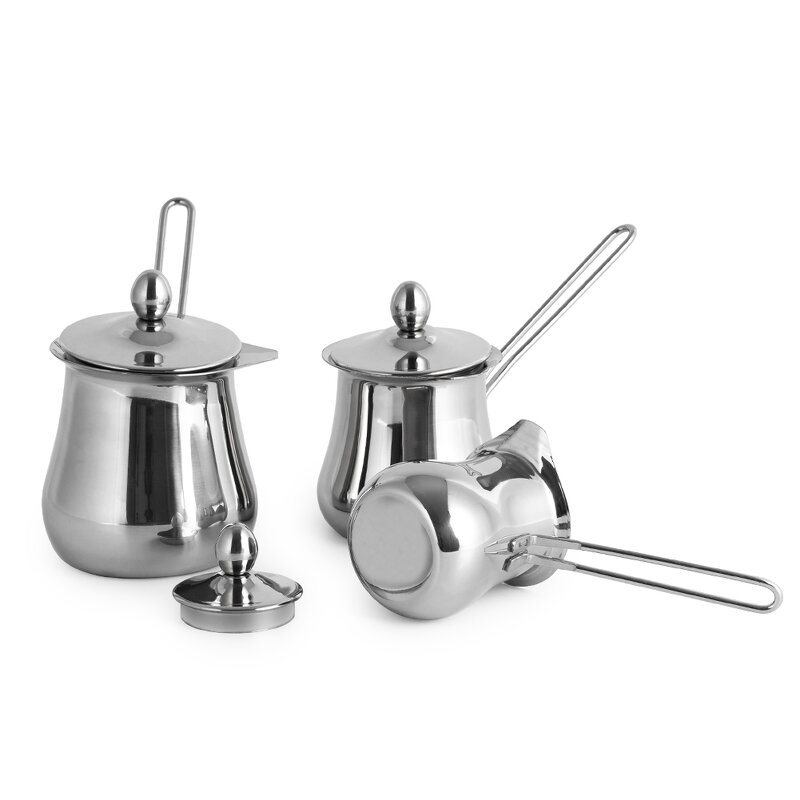 Turkish Coffee Pot Manufacturer - Modern Stainless Steel with Long Handle and lid Stove for Milk