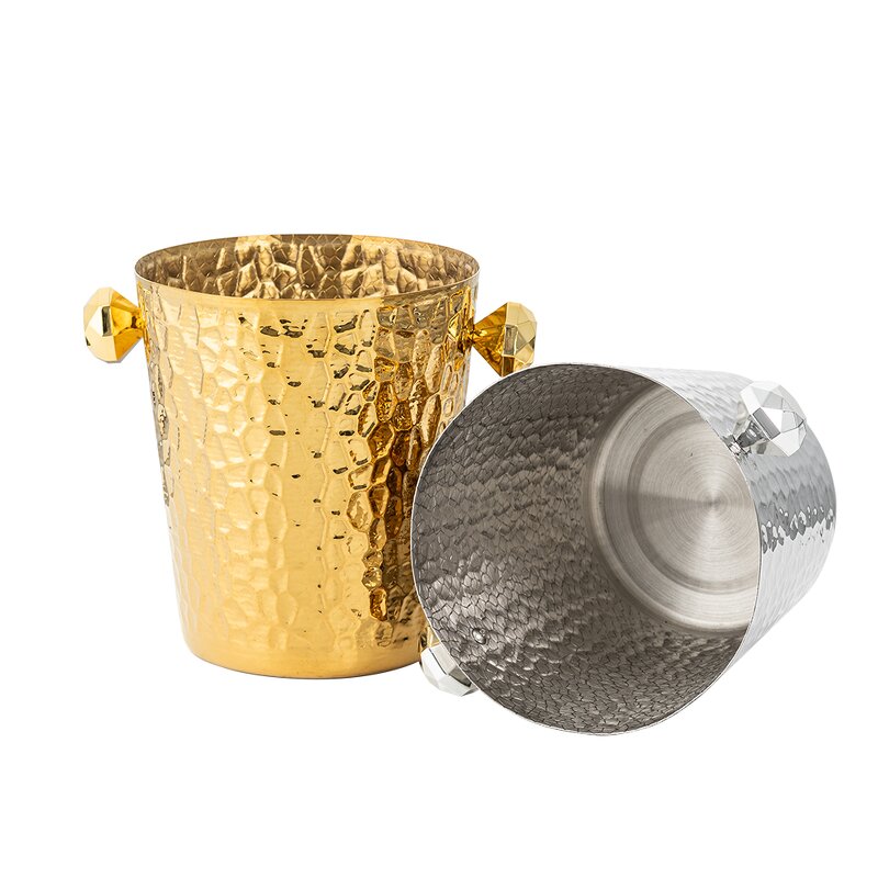 Ice Bucket Manufacturer - Luxury Gold Silver Champagne Glamorous Design Stainless Steel Metal Beverage Tubs
