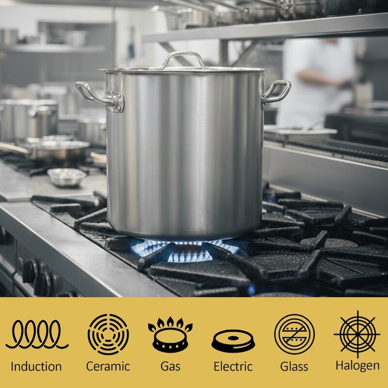 Soup Stockpot Manufacturer - Stainless Steel Cooking 3 Ply Clad Induction with Lid Home Stock Kitchen Cooker Set