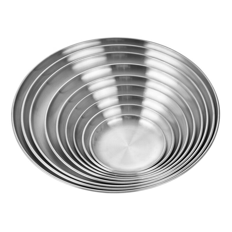 Plate Set Manufacturer - Unbreakable Gold Silver Stainless Steel Mental Food Dishes Plates for Dinner Restaurant Luxury Wedding Charger