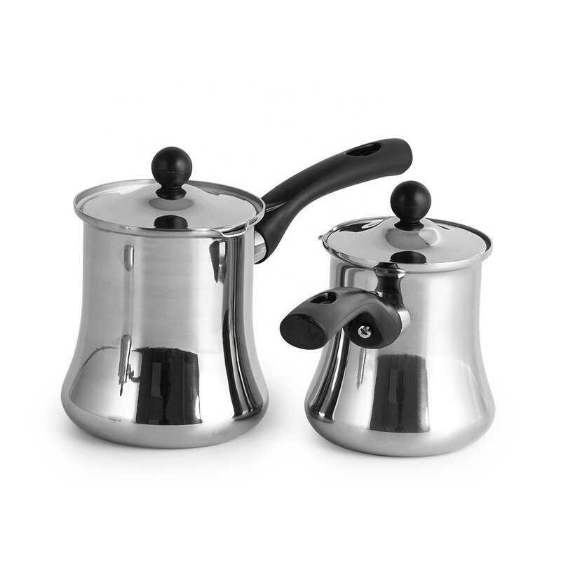 Coffee Maker Manufacturer - Large Hot Coffee Milk with Long Handle Lid Stainless Steel Hot Beverage Warmer Turkish Coffee Set Cezve Ibrik