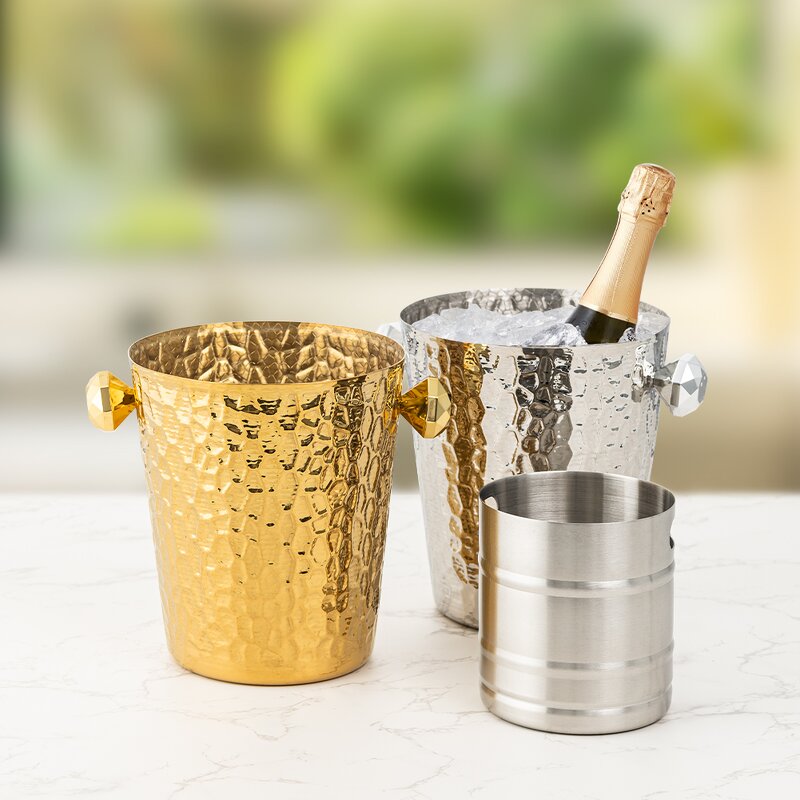 Ice Bucket Manufacturer - Luxury Gold Silver Champagne Glamorous Design Stainless Steel Metal Beverage Tubs