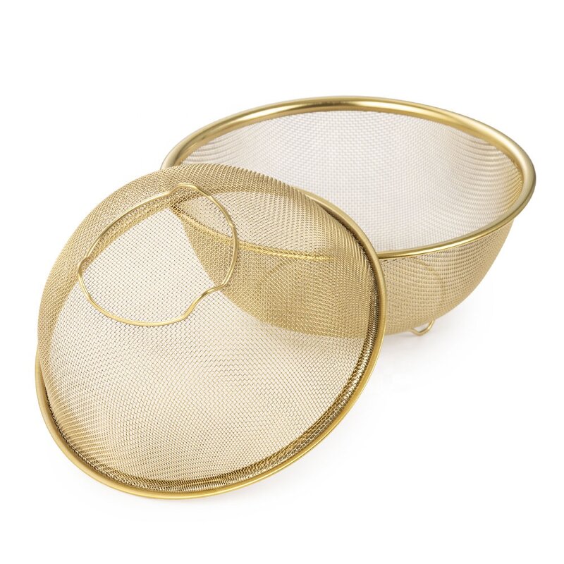 Filter Basket Manufacturer - Kitchen Multi Purpose Fruit Vegetable 5pcs Stainless Steel Mesh Strainer Set With Metal Standing Bottom