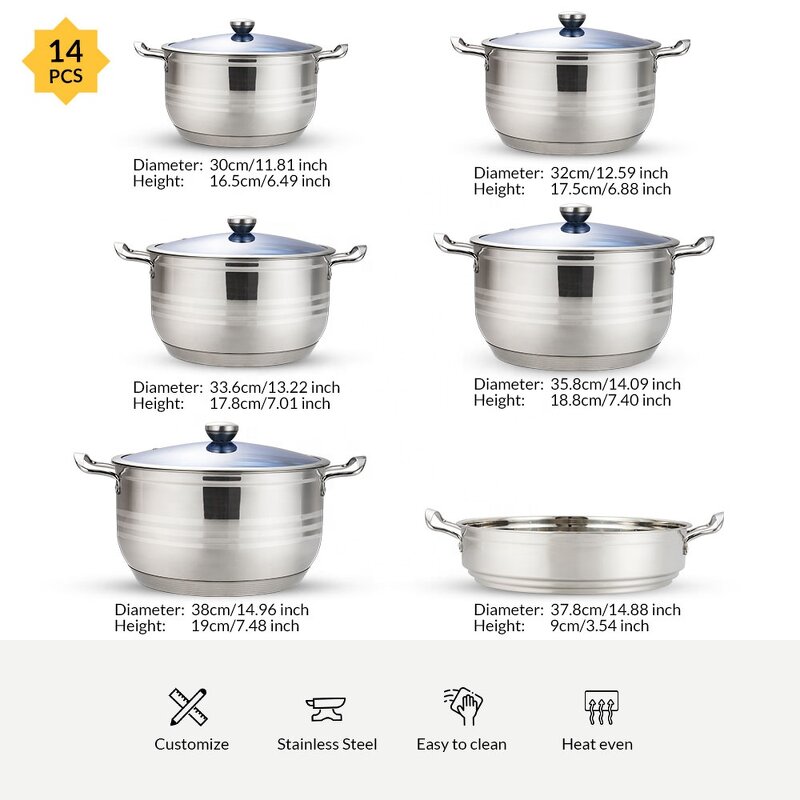 Cookware Set Manufacturer - Large Kitchenware 5 Ply Induction Bottom Cooking Utensils Stainless Steel Hot Pot with Steamer Utensils Glass Lids