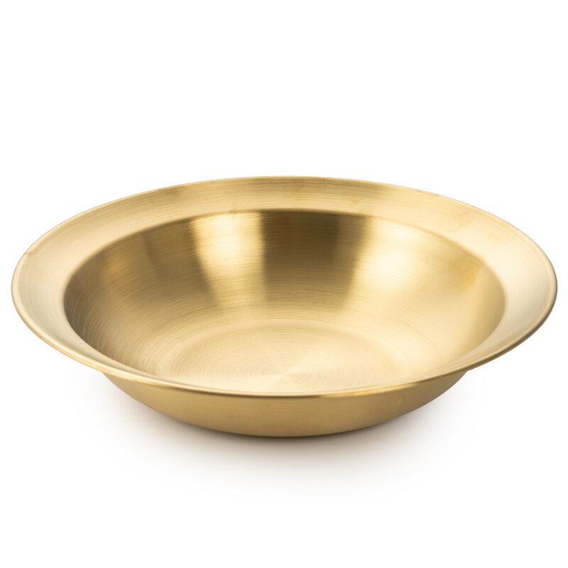 Soup Bowls Set Manufacturer - Gold Stainless Steel and Pasta Tableware Wide Rim Plates Rimmed Deep Round Hotel Restaurant Serving