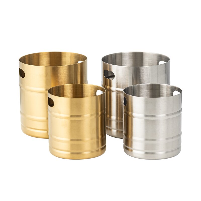 Ice Bucket Manufacturer - Red and Silver Gold Luxury Champagne with Handle Ice Cube Stainless Steel Metal Beverage Tub