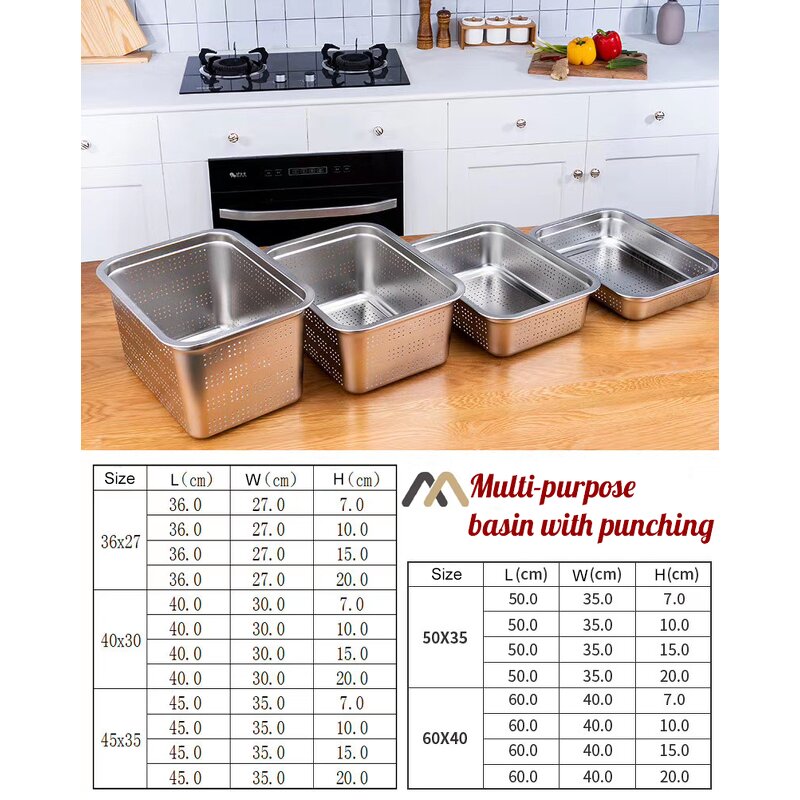 Food Pan Sets Manufacturer - Restaurant Hotel with Lid for Food Storage Steam Warmer Stainless Steel Prep Long 1/1 Perforated GN Pan