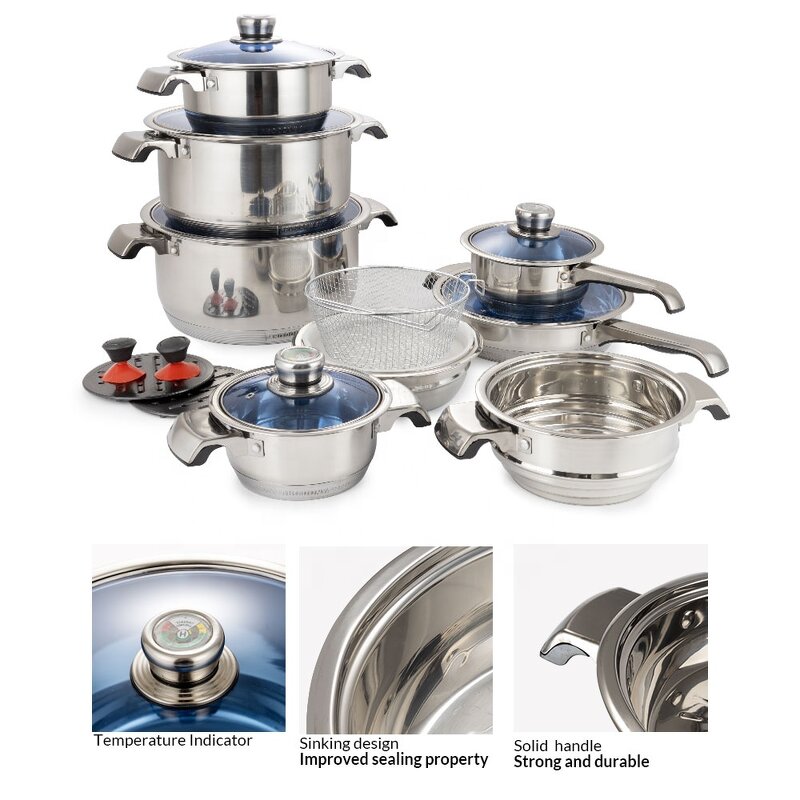 Cookware Set Manufacturer - OEM Kitchen 1810 Stainless Steel Induction 5 Ply Heavy Base Big Non-Stick