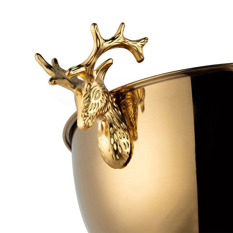 Ice Bucket Manufacturer - Hot Sale Customized Silver Gold Deer Luxury Big Size Stainless Steel Wine Cooler Beer & Wine