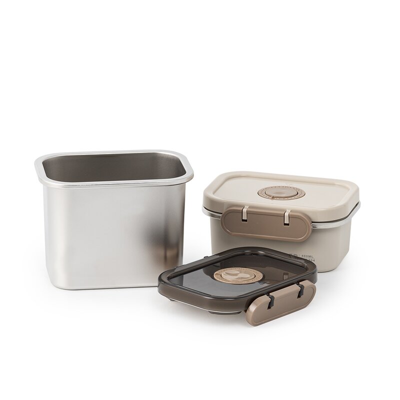 Food Storage Sets Manufacturer - Large Modern Leak Proof Airtight Rectangular Stainless Steel with Seal Plastic Lid Date Tracker