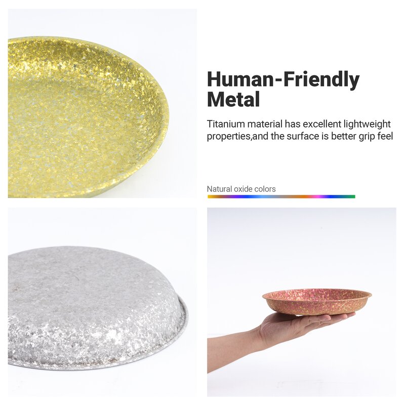 Plate Manufacturer - Nature Color Pure Titanium Home Kitchen Food Serving Outdoor Lightweight Durable Dinnerware Salad Dish Essential Set