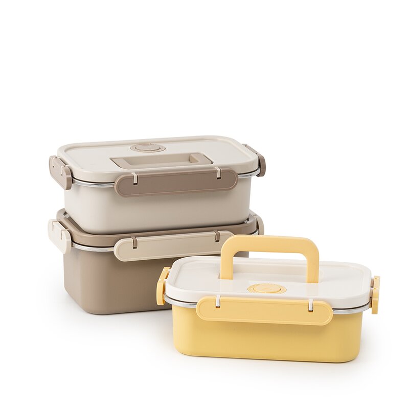 Food Storage Containers Manufacturer - Large 304 Stainless Steel with Handle Plastic Leak Proof Lids Stackable Kitchen Box Set