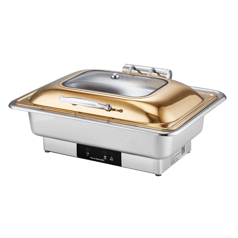 Electric Chafing Dish Manufacturer - 9L Luxury Hydraulic Silver Gold Food Warmer Smart Touch