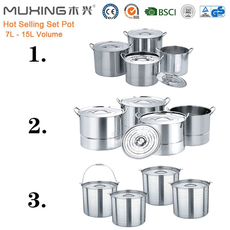 Rice Stock Pots Manufacturer - Muxing Multi-size Commercial 201 & 304 Stainless Steel for Restaurants Hotels Kitchen