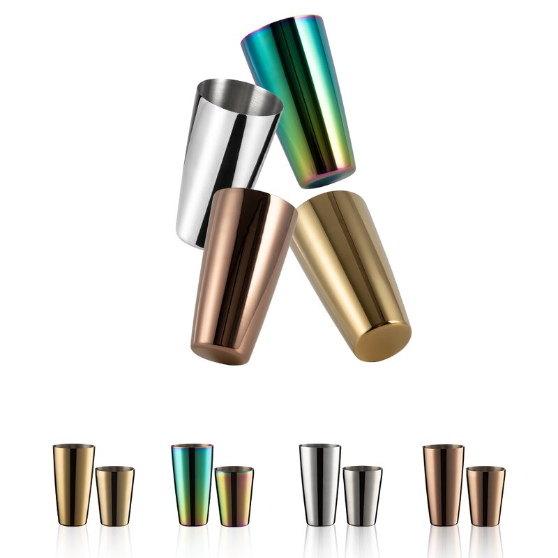 Cocktail Mixer Manufacturer - Colourful Rose Gold Bar Tools Customized Design 600/800ml Weighted Boston Cocktail Shakers