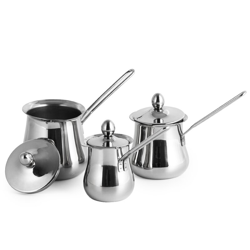 Turkish Coffee Pot Manufacturer - Modern Stainless Steel with Long Handle and lid Stove for Milk
