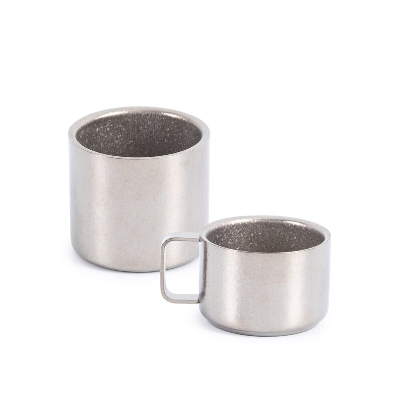 Tea Cup Manufacturer - Nature Color Pure Titanium 95ml Non-Toxic Double Walled Small Outdoor Camping Lightweight Drinkware