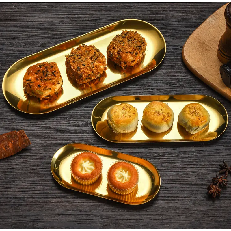 Ice Cream Plate Set Manufacturer - Luxury Korean Style Modern Stainless Steel Desert Cake Mirror Surface Serving for Hotel Restaurant Buffet