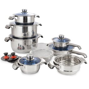 Cookware Set Manufacturer - Large 18/10 Stainless Steel Set of Pots OEM Heavy Base Big Non Stick Large Cooking Pot and Frying Pan