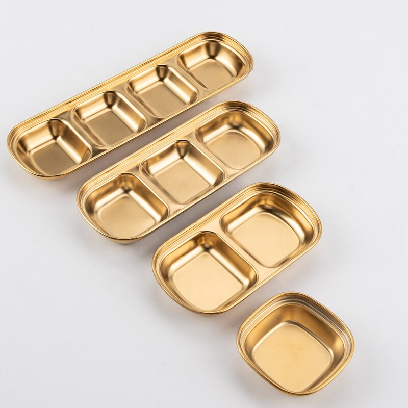 Seasoning Dishes Manufacturer - Japanese Rectangular Stainless Steel Snack Soy Sauce Square Dipping Bowl Plate for Restaurant