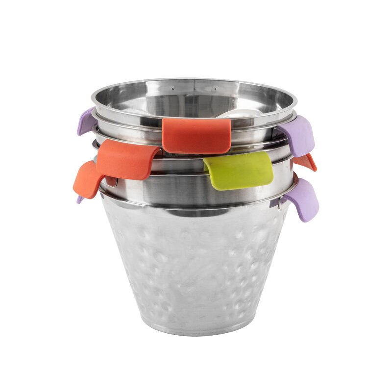 Water Bucket Manufacturer - Multi-Size Stacked Easy Cleaning Stainless Steel Pail Bar Ice Bucket With Lid/Handle and Hooks
