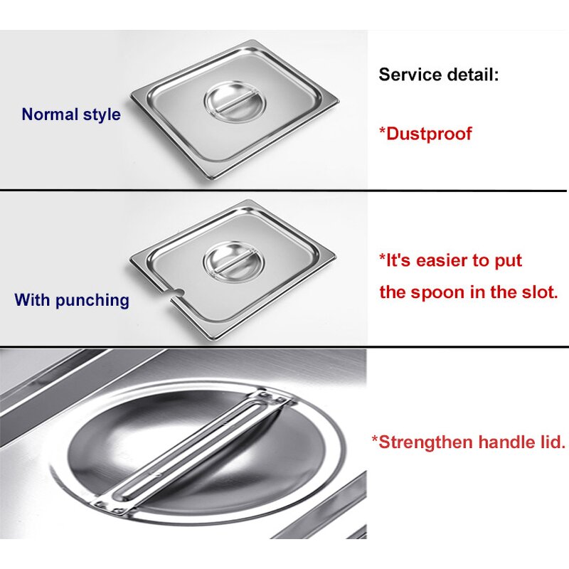 Food Warmer Pans Manufacturer - Catering Buffet Pans Gastronorm Containers GN 1/9 Food Pans Silicone Lid for Restaurant