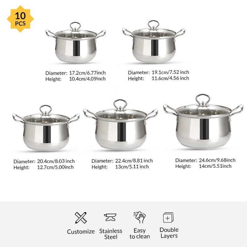 Cookware Set Manufacturer - Muxing 30 Year Stainless Steel Customizable Brands Kitchenware Stock Cooking Pot Set