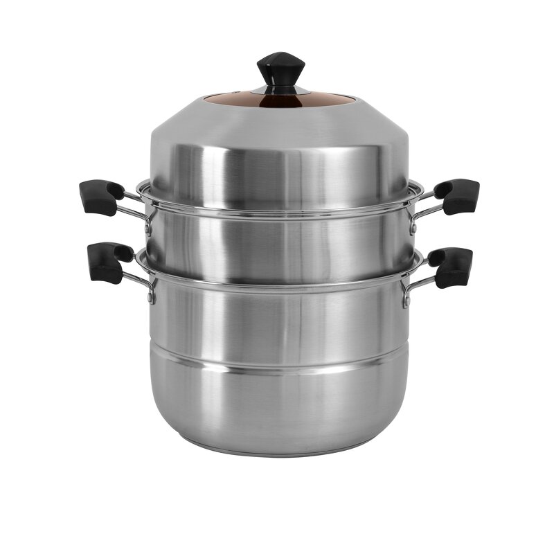 Steamer Pot Manufacturer - Large Capacity 3 Layers Steamer Composition Bottom Induction Cookware Commercial Big Cooking Kitchenware
