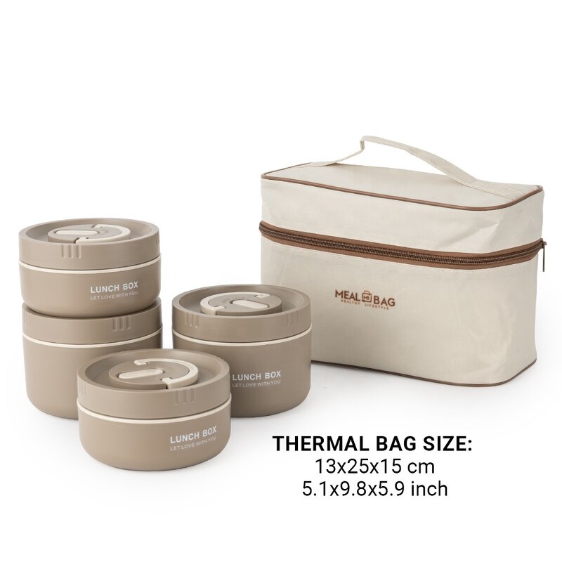 Lunch Box Manufacturer - Portable 304 Stainless Steel Round Vacuum Bento Insulated Thermal Metal Adult Kids Food with PP Spoon Bag