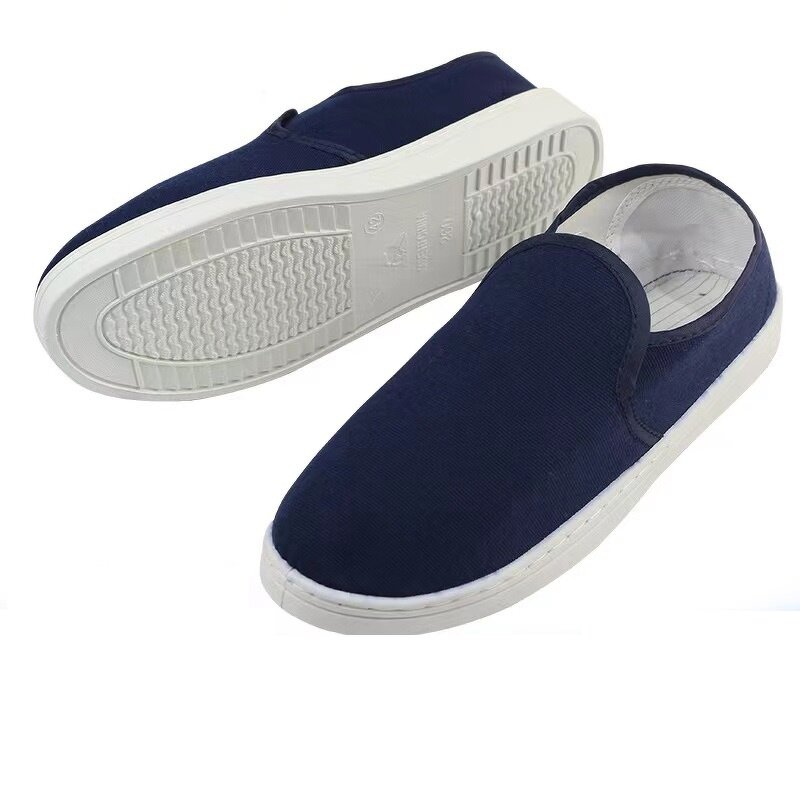 PVC Canvas ESD Magic Shoe Manufacturer - Cleanroom Dark Blue Antistatic