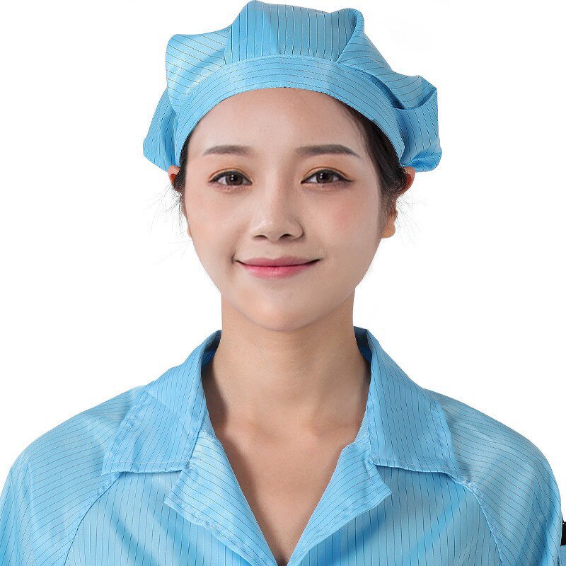 ESD Shawl Hat Manufacturer - Blue Anti-static Dust Cap for Clean Room Work
