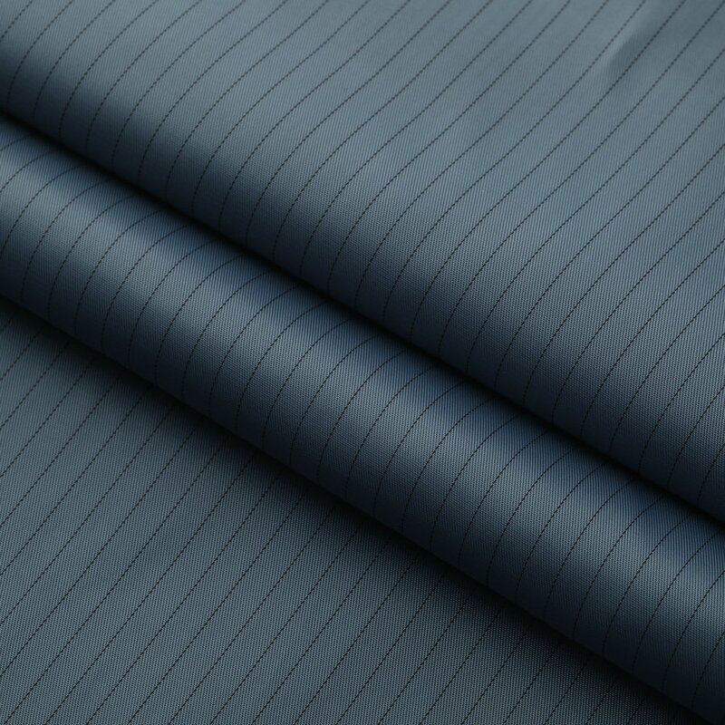 Antistatic Fabric Manufacturer - 99% Polyester +1% carbon fiber 5mm stripe for workwear esd