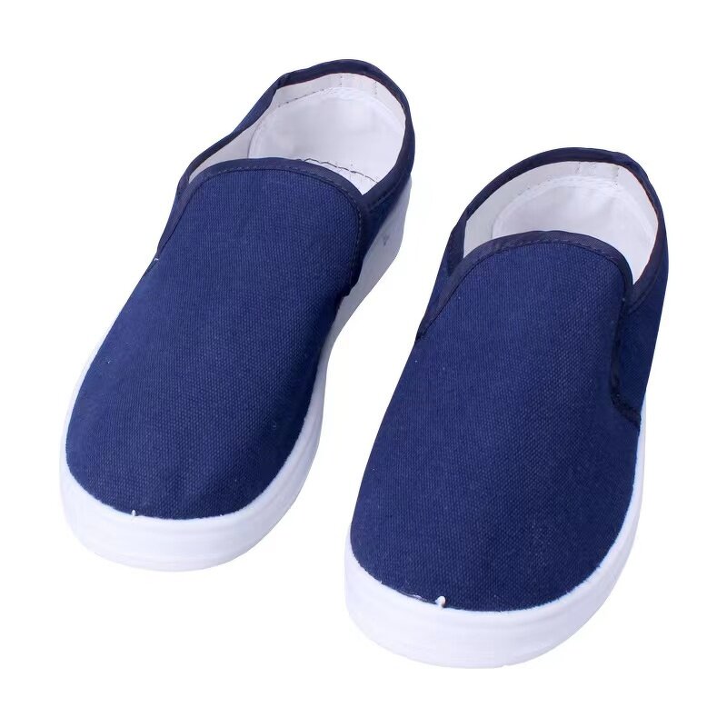 PVC Canvas ESD Magic Shoe Manufacturer - Cleanroom Dark Blue Antistatic