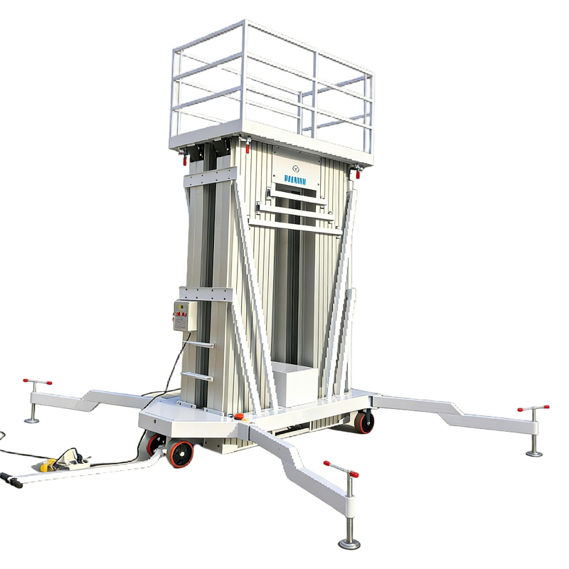 Outdoor Hydraulic Ladder Lift - 4m-10m Single Mast Aluminum Alloy