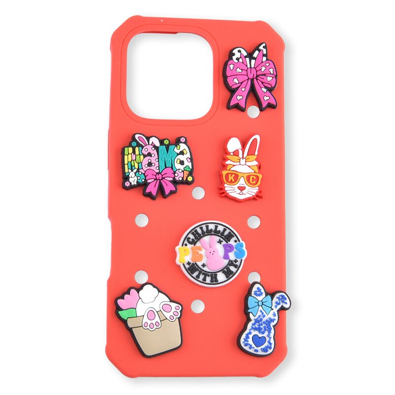 DIY Multi Color Silicone Phone Cases - for iPhone 11-17 Holds Clog Charms