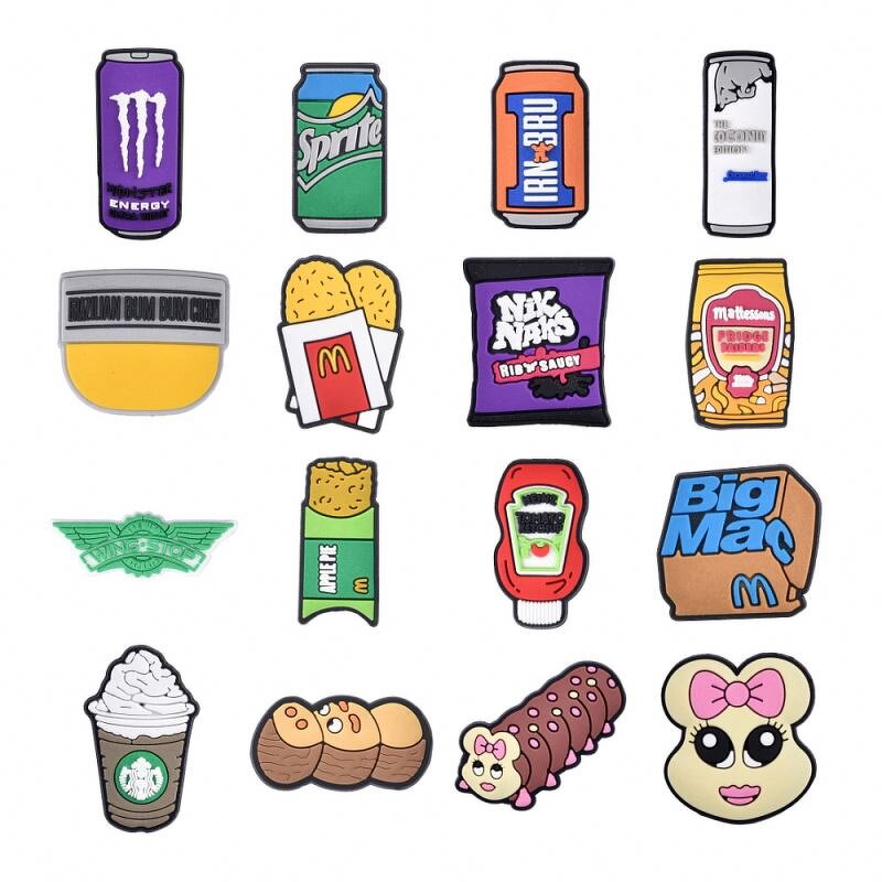 2D Soft PVC Shoe Charms Manufacturer - Cute British Anime & Custom Food Designs