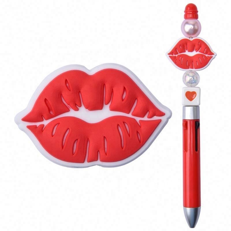 Cartoon LIP Butterfly Silicone Beads - BPA Free Character Focal Beads for Pens