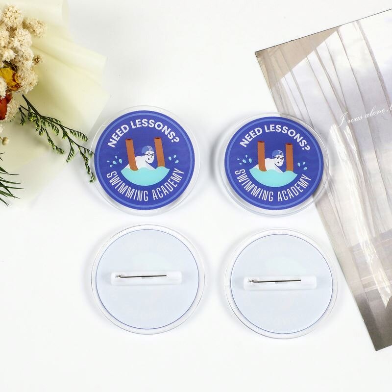 Custom Acrylic Pin Manufacturer - Clear Glitter Halloween Badge & Chain Charm