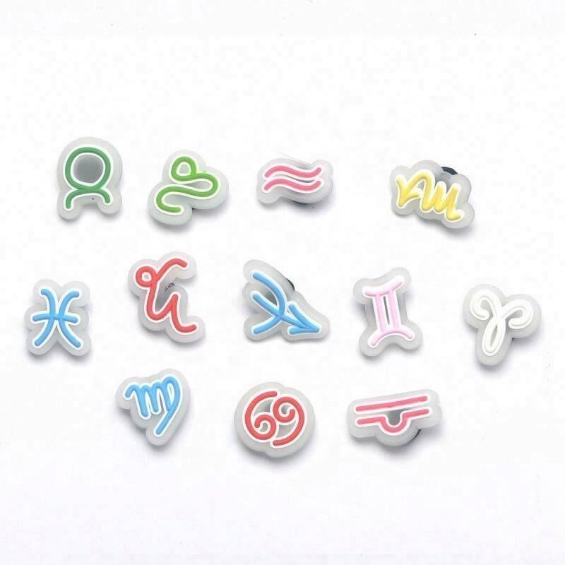 Glowing Zodiac Sign Clog Shoe Charms - Horoscope Luxury Rhinestone Charm