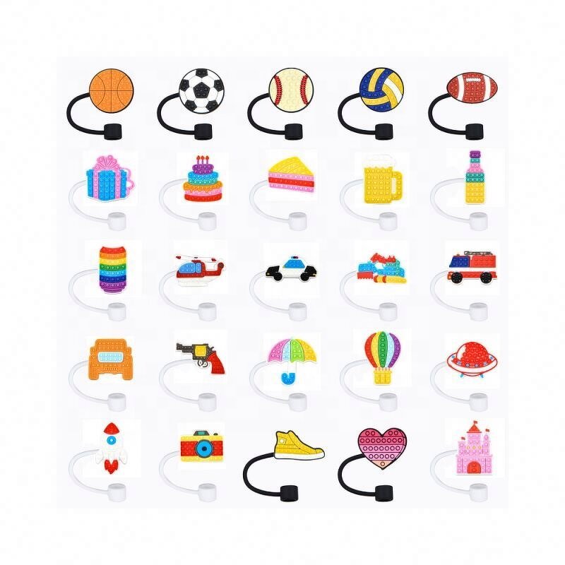 8mm Reusable Metal Straws - Cute Animals Cartoon Tips Dust Toppers Covers