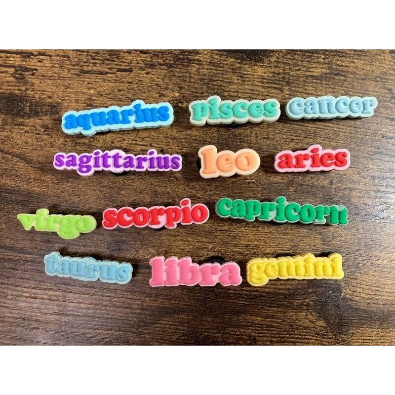 Glowing Zodiac Sign Clog Shoe Charms - Horoscope Luxury Rhinestone Charm