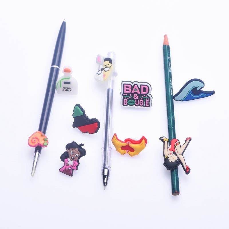 Pencil Toppers Covers - PVC Charms for Drinking Straw DIY Decoration Gift